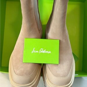 Sam Edelman Lulia Beige Suede Ankle Boots Size 6.5